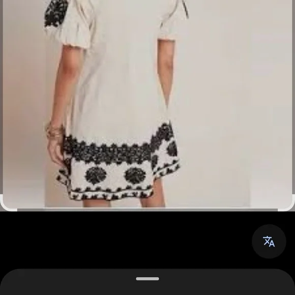 Anthropologie Cream Mini Dress with Black Embroidery Size 4 - Picture 4 of 14